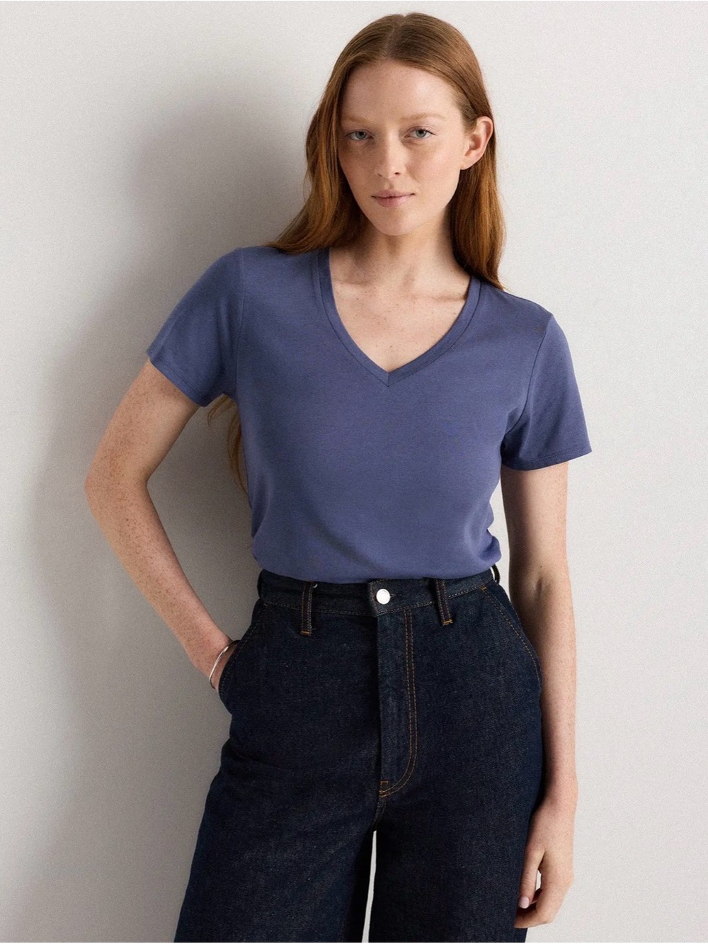 Quince Organic Cotton V-Neck Tee T-Shirt XS NWT